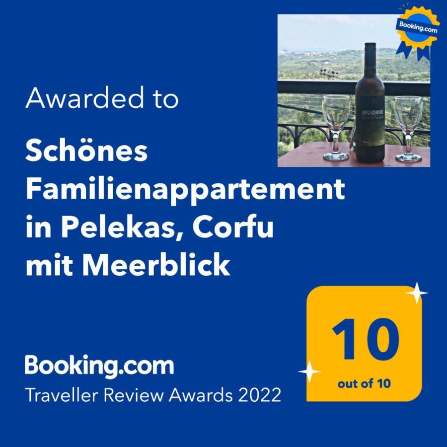 Schoenes Familienappartement In Pelekas, Corfu Mit Meerblick מראה חיצוני תמונה