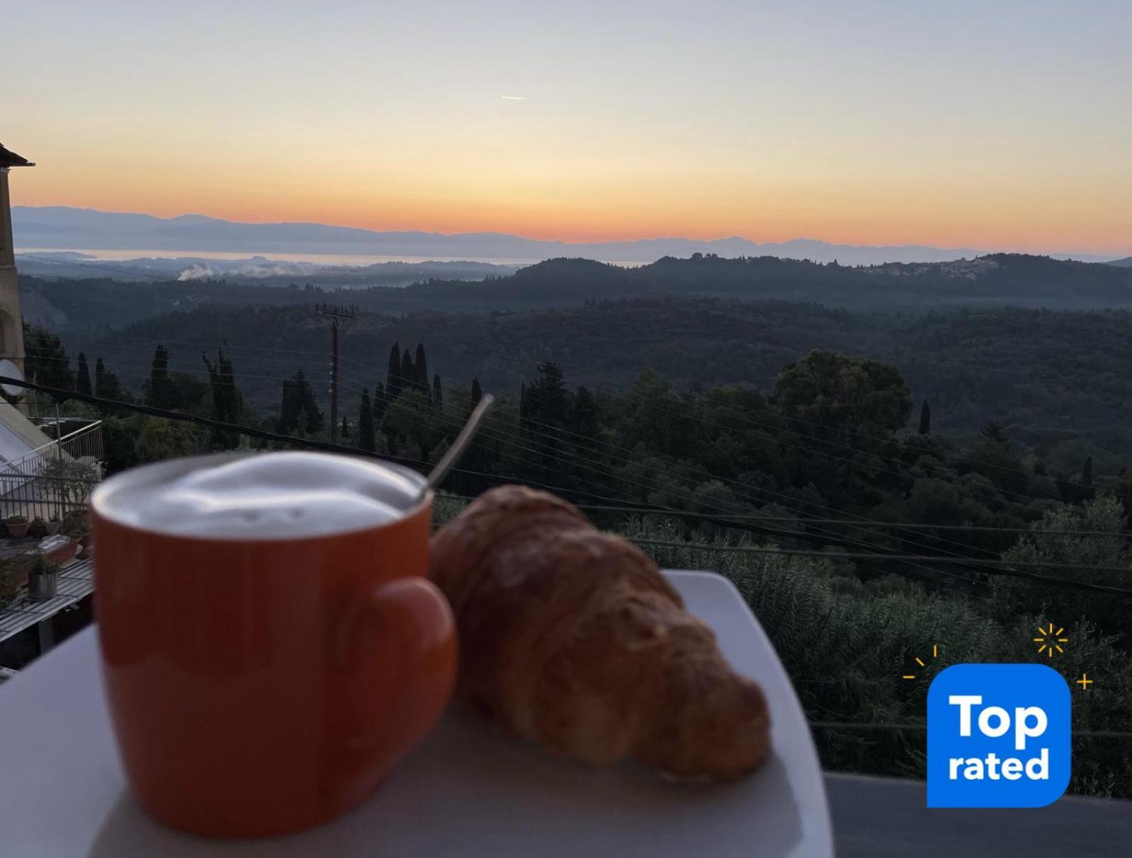 Schoenes Familienappartement In Pelekas, Corfu Mit Meerblick מראה חיצוני תמונה